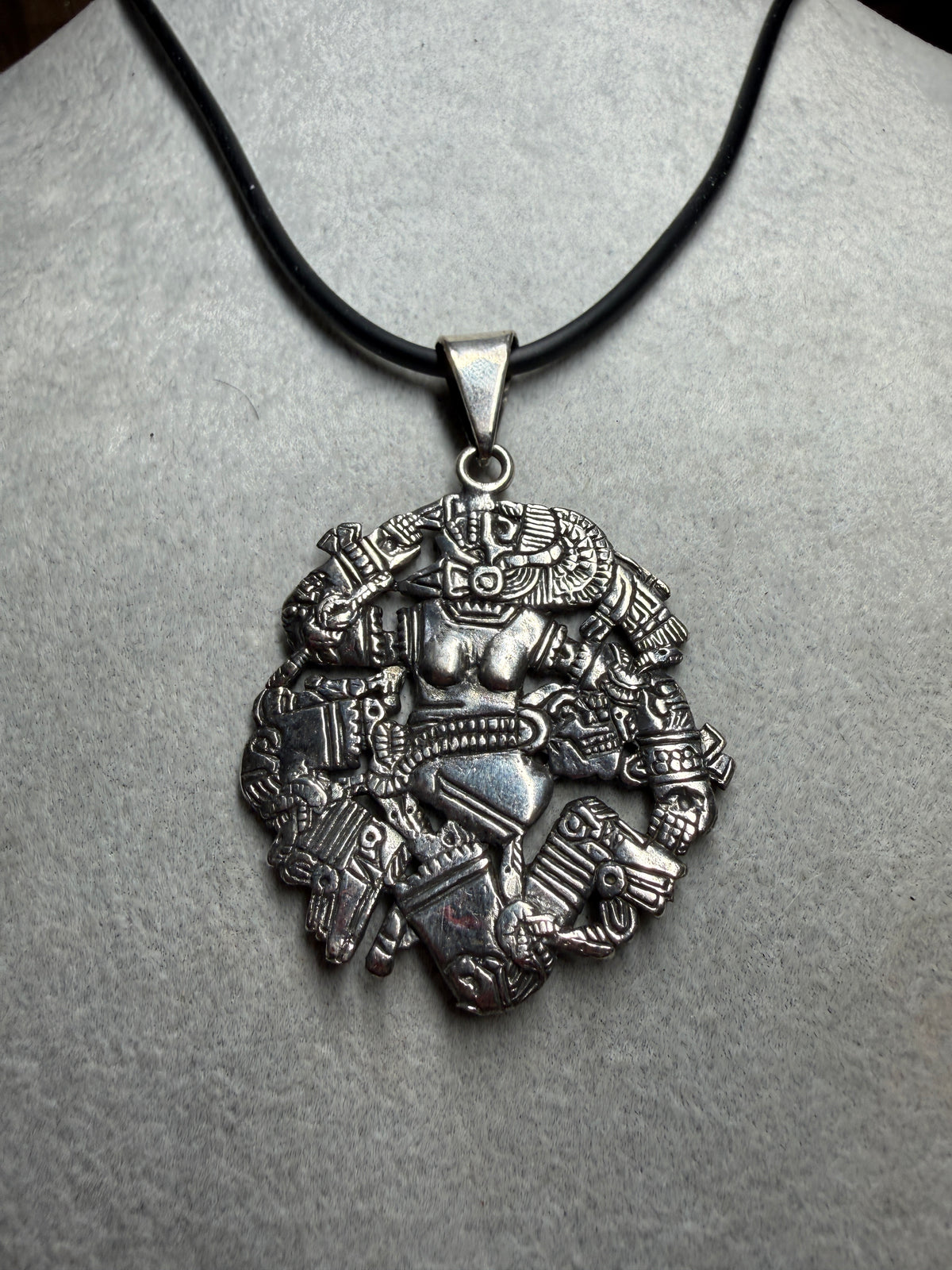 Coyolxauhqui Double Sided Pendant, 925 Sterling Silver Aztec Moon Goddess (#Xb4)