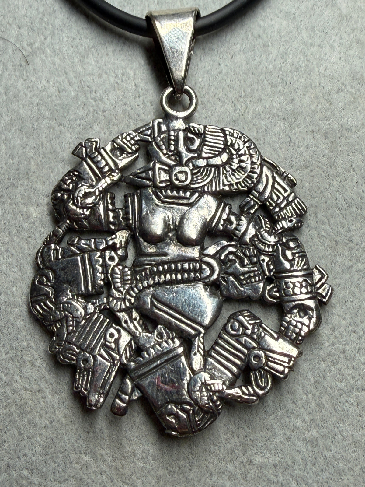 Coyolxauhqui Double Sided Pendant, 925 Sterling Silver Aztec Moon Goddess (#Xb4)