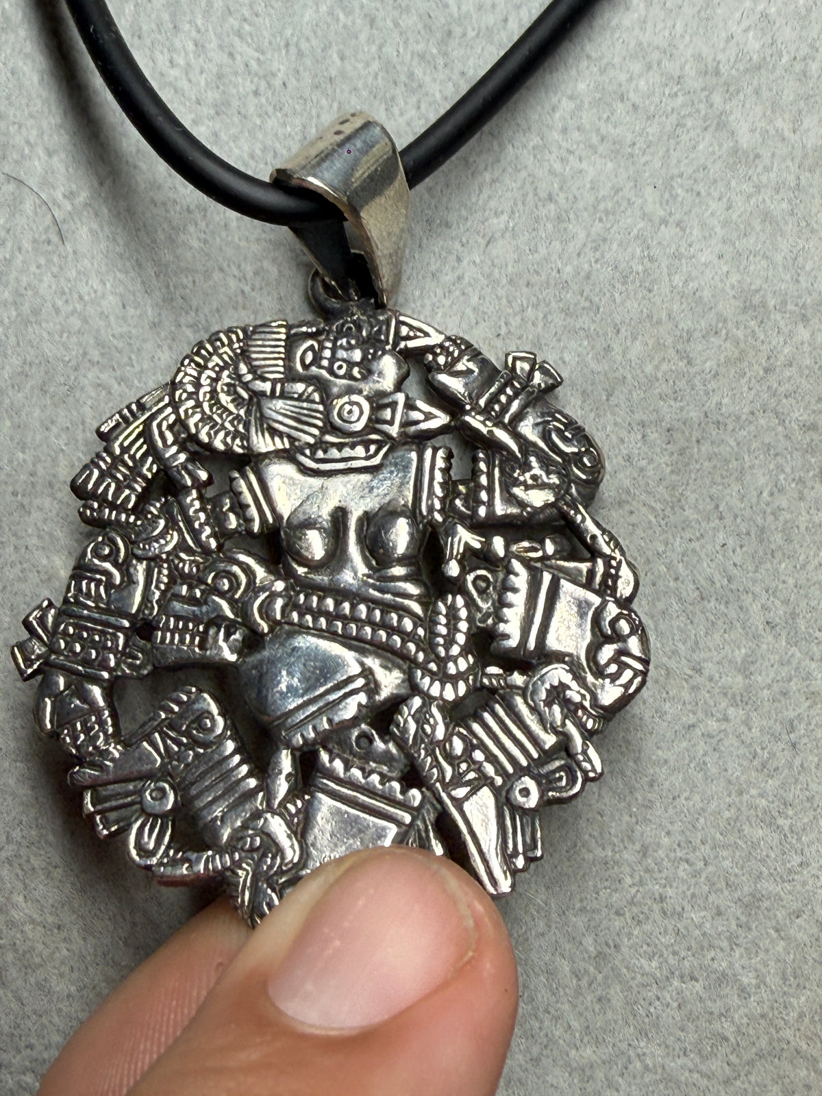 Coyolxauhqui Double Sided Pendant, 925 Sterling Silver Aztec Moon Goddess (#Xb4)