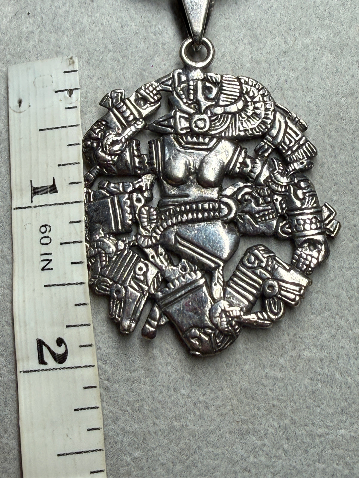 Coyolxauhqui Double Sided Pendant, 925 Sterling Silver Aztec Moon Goddess (#Xb4)