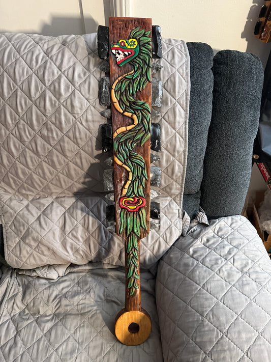 Macuahuitl Aztec Quetzalcoatl, Feathered Serpent, Mexican, Mayan Kukulkan 31.5"