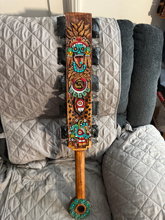 Aztec Macuahuitl Tezcatlipoca Jaguar Warrior Sword War Club, 31.5" Mexico Mexica