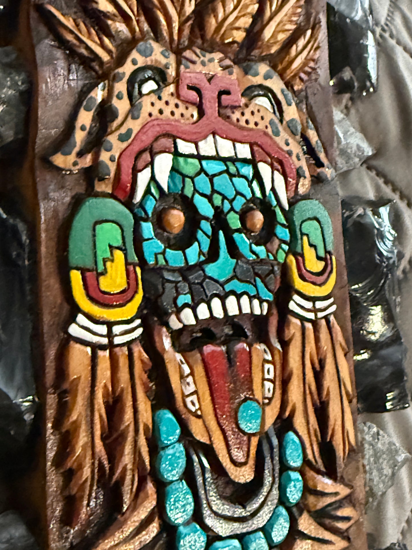 Aztec Macuahuitl Tezcatlipoca Jaguar Warrior Sword War Club, 31.5" Mexico Mexica