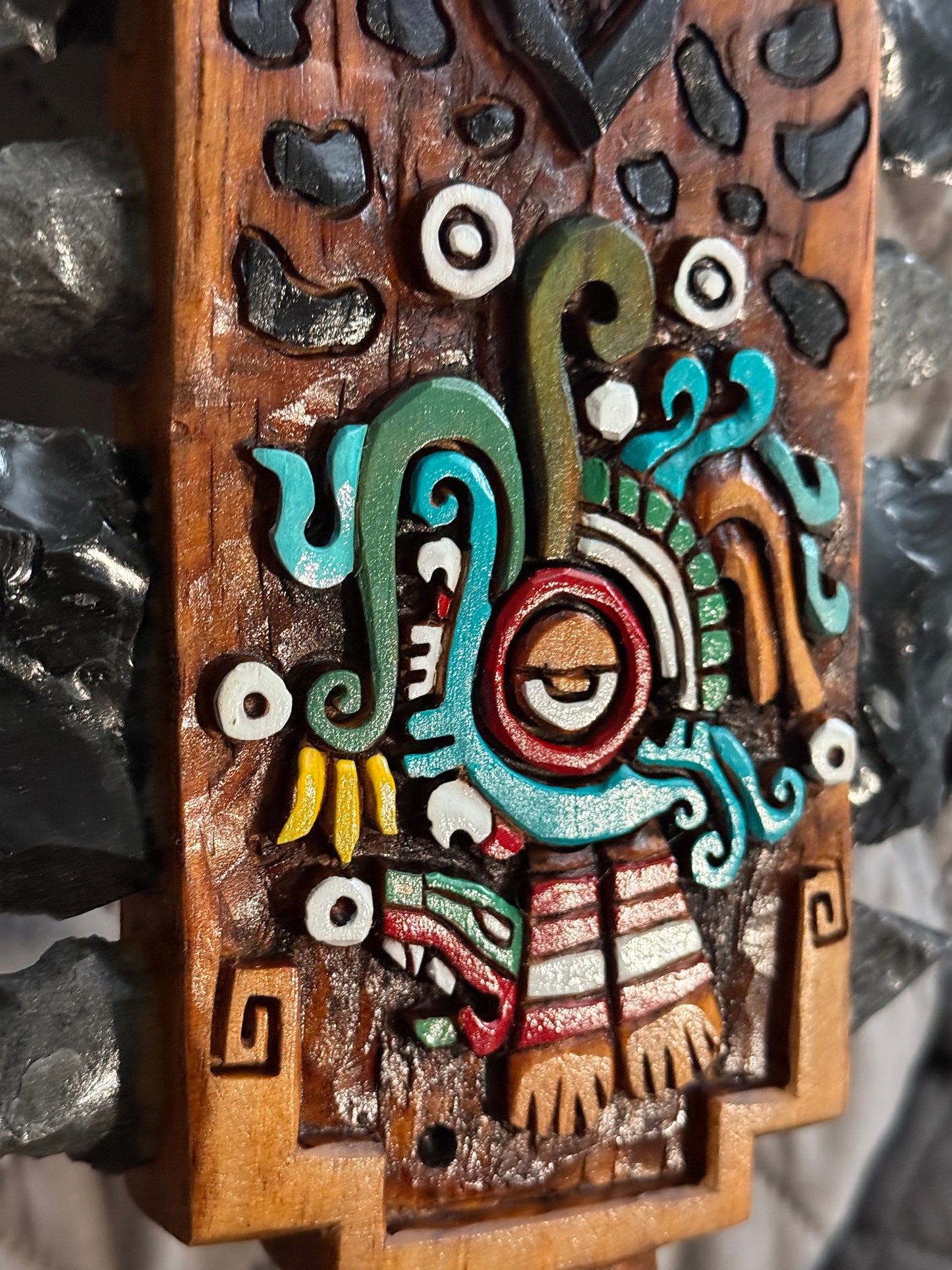 Aztec Macuahuitl Tezcatlipoca Jaguar Warrior Sword War Club, 31.5" Mexico Mexica