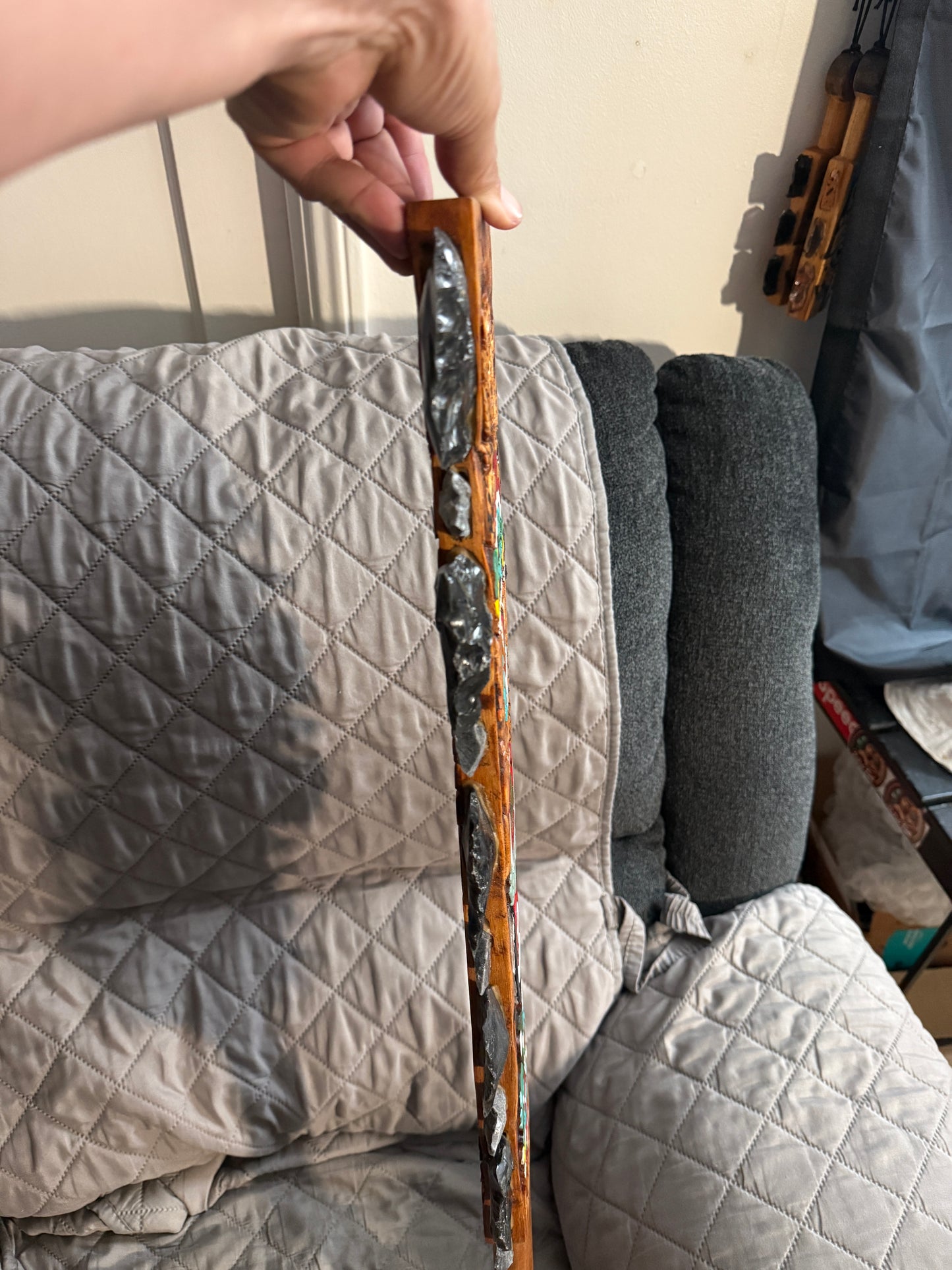 Aztec Macuahuitl Tezcatlipoca Jaguar Warrior Sword War Club, 31.5" Mexico Mexica