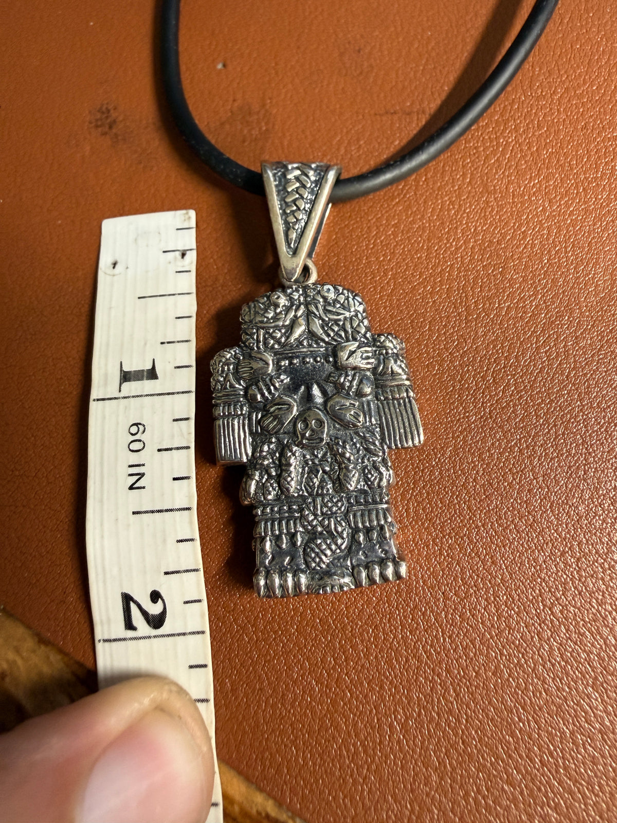 Coatlicue Aztec Goddess Sterling Silver Pendant 925, Mexica, Mexican (Xb5)