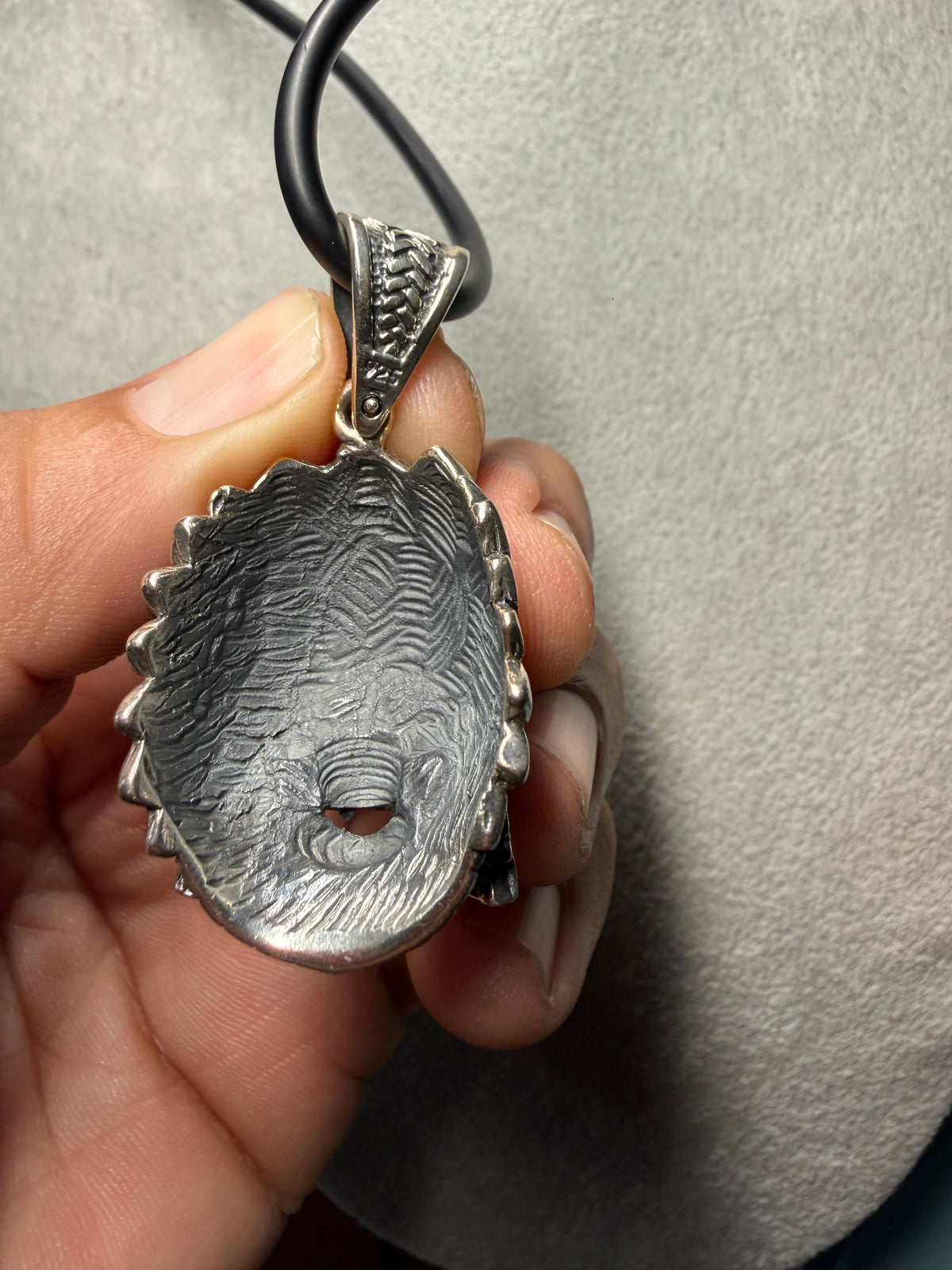 Mictlanttecuhtli Sterling Silver Pendant, Headdress, Tonatiuh, Aztec (Xb7)
