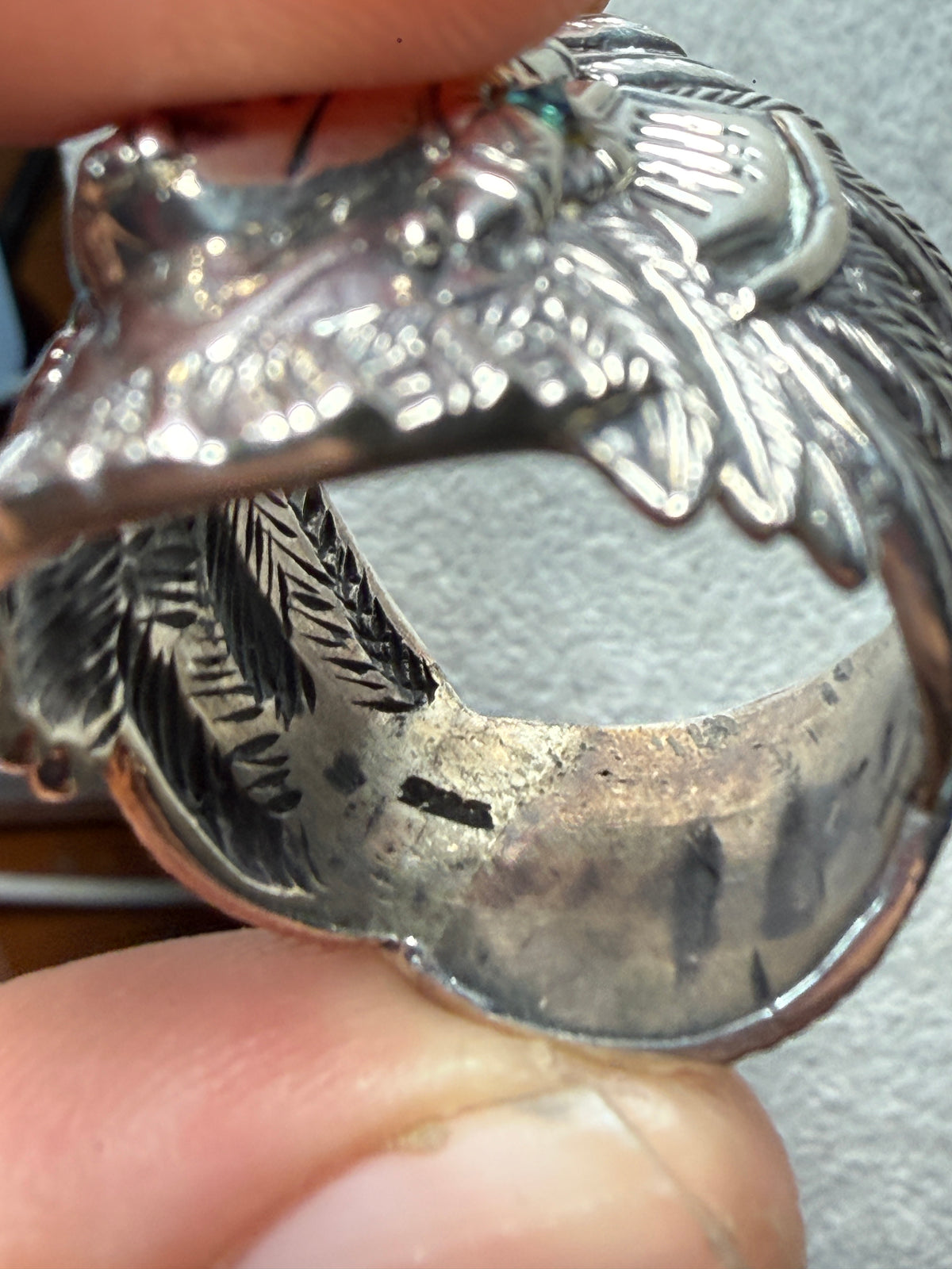 Cuauhtemoc Ring, Aztec Emperor, Tonatiuh, Headdress Design, Sz 13, 925 (Xb8)