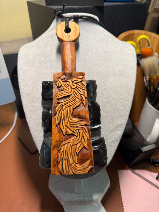 Mini Macuahuitl Aztec Necklace, Quetzalcoatl, Kukulkan, Mexican, Dragon, Serpent 8"