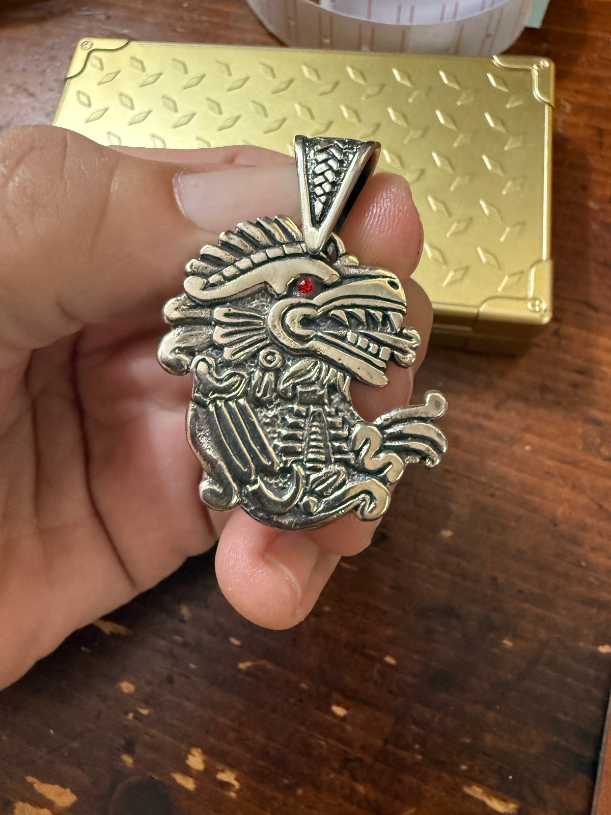 Mayan Kukulkan Chichen Itza Pyramid Sterling Silver Pendant Mexico 925 Xb13
