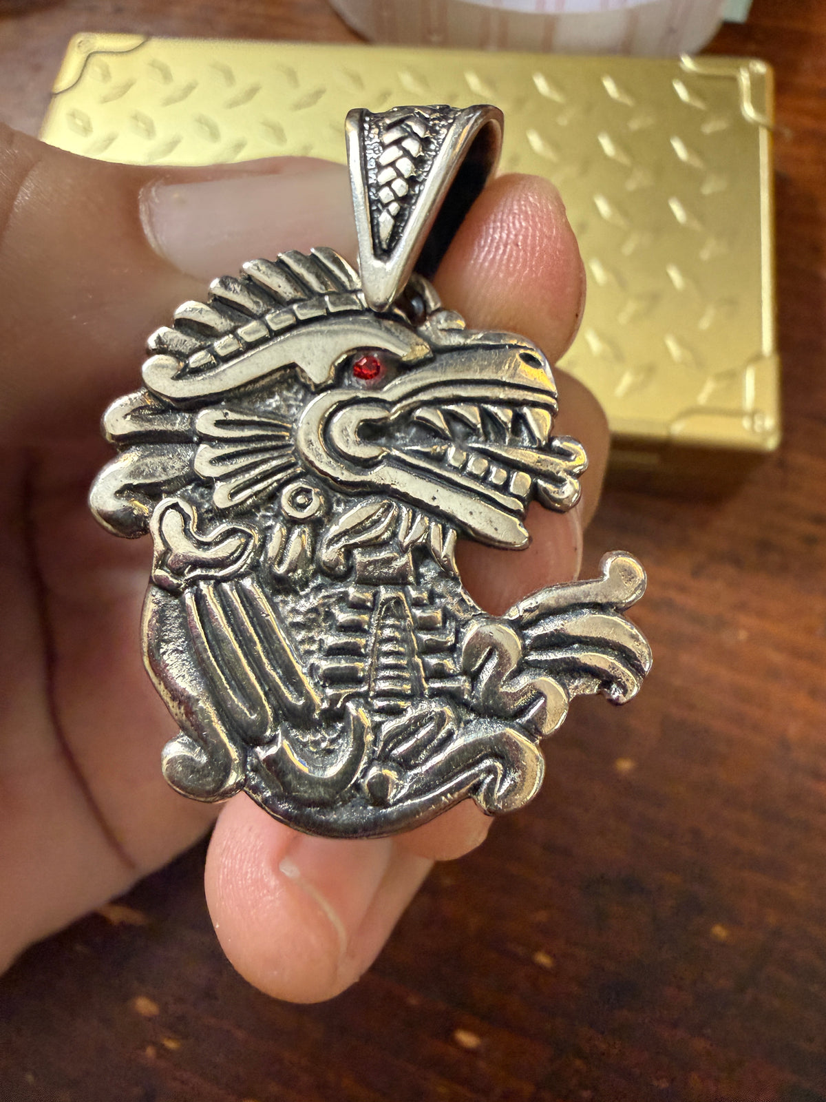 Mayan Kukulkan Chichen Itza Pyramid Sterling Silver Pendant Mexico 925 Xb13