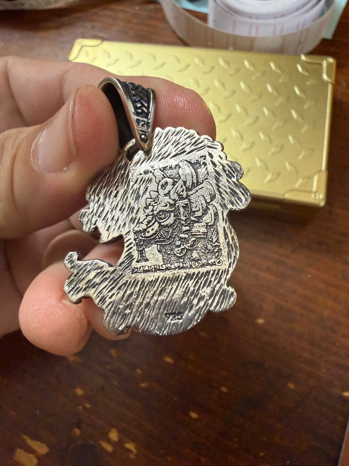 Mayan Kukulkan Chichen Itza Pyramid Sterling Silver Pendant Mexico 925 Xb13