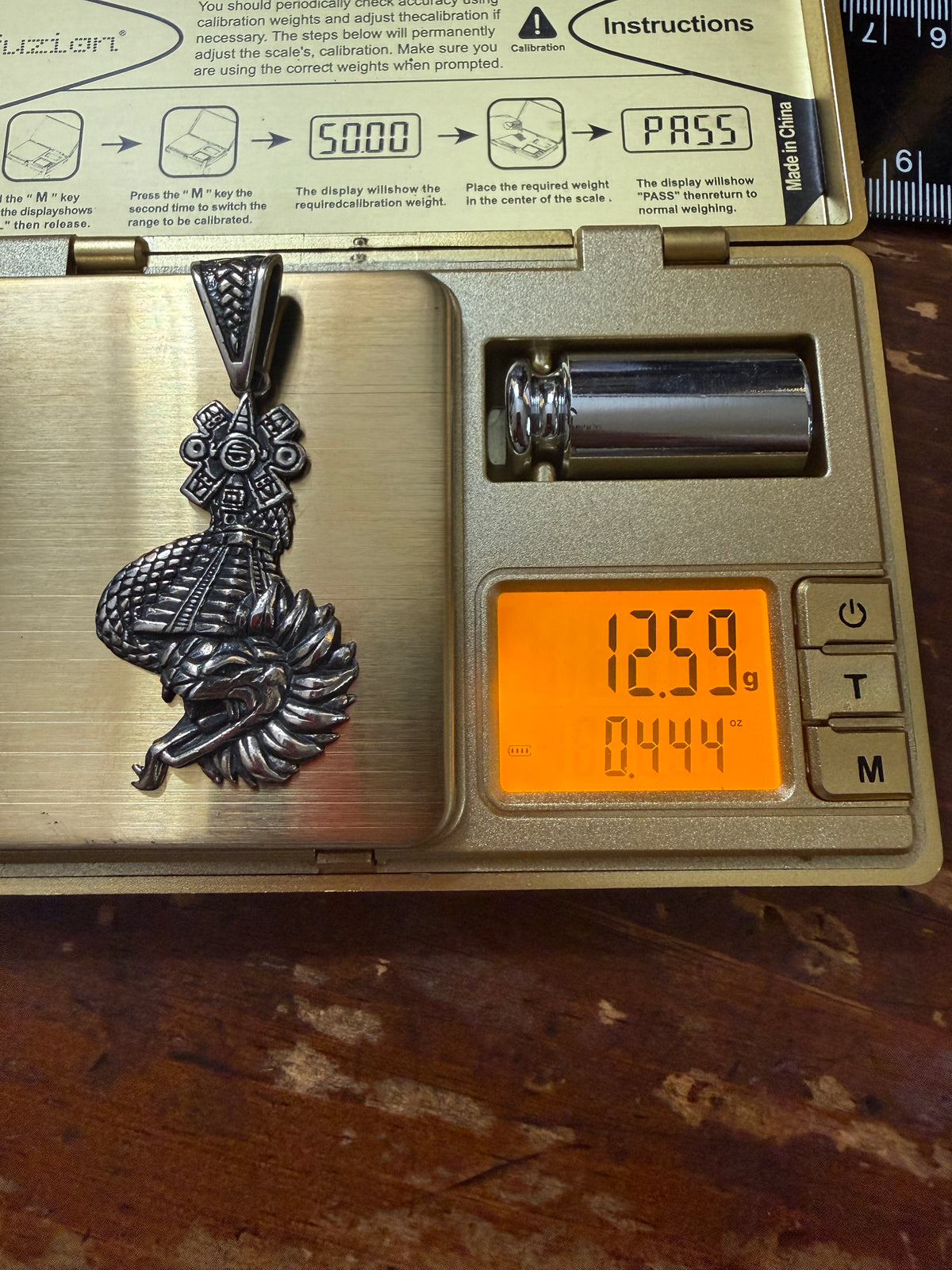 Mayan Kukulkan Chichen Itza Nahui Ollin Pyramid Sterling Silver Pendant Mexico 925 Xb14