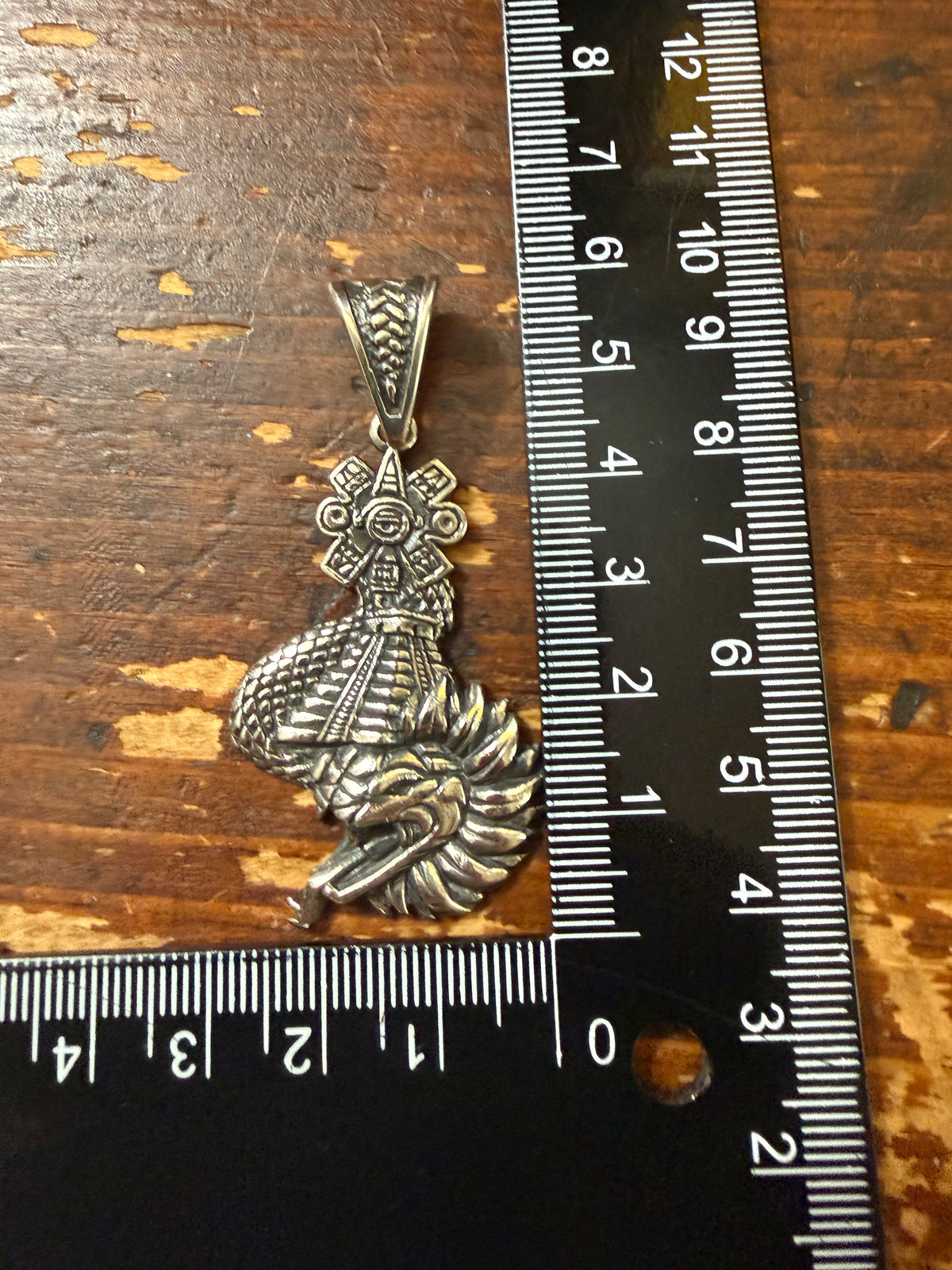 Mayan Kukulkan Chichen Itza Nahui Ollin Pyramid Sterling Silver Pendant Mexico 925 Xb14