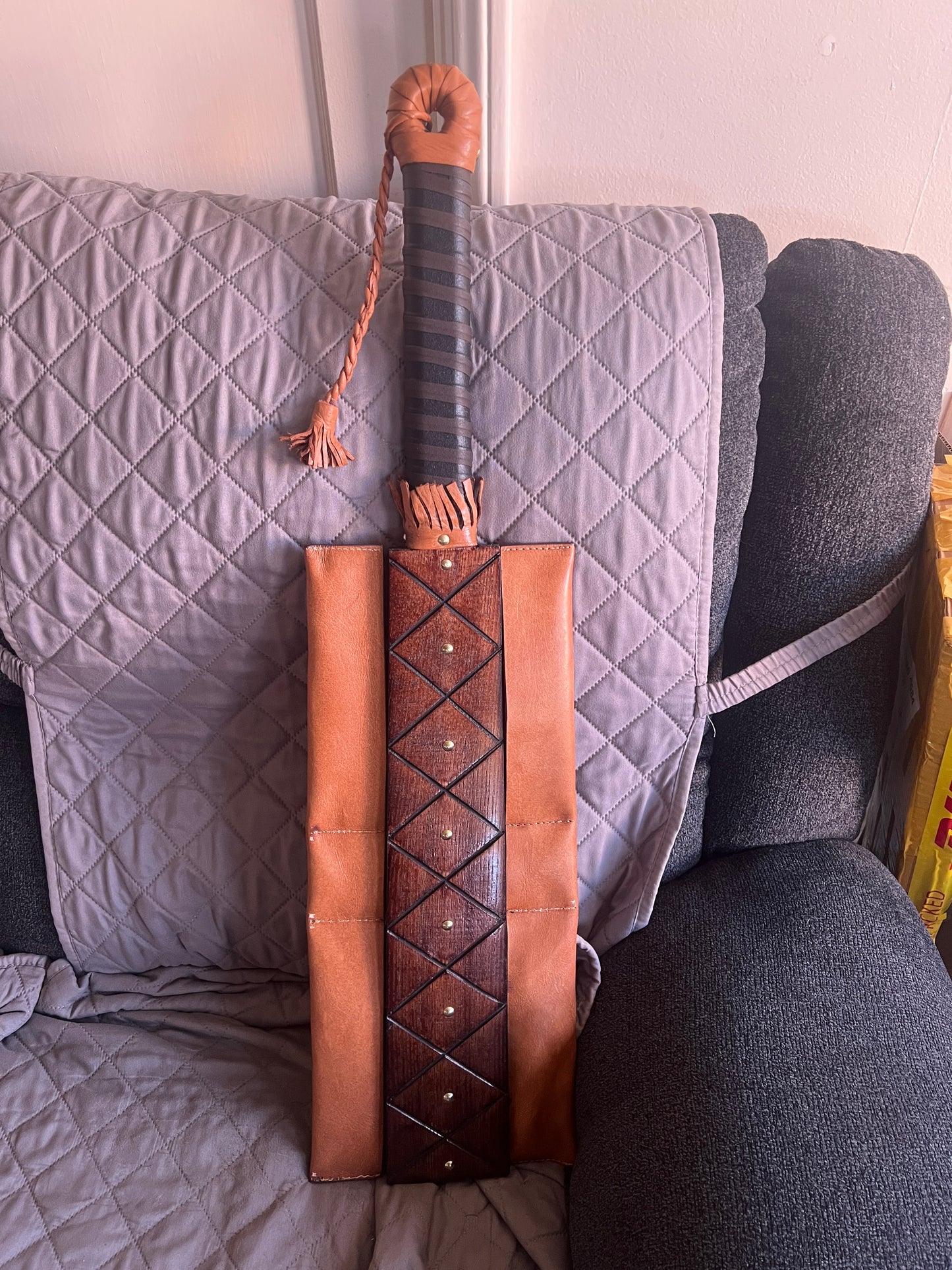 Upgraded Aztec Macuahuitl War Club Sword, Wood Body, Metal Steel Blades, Mexico