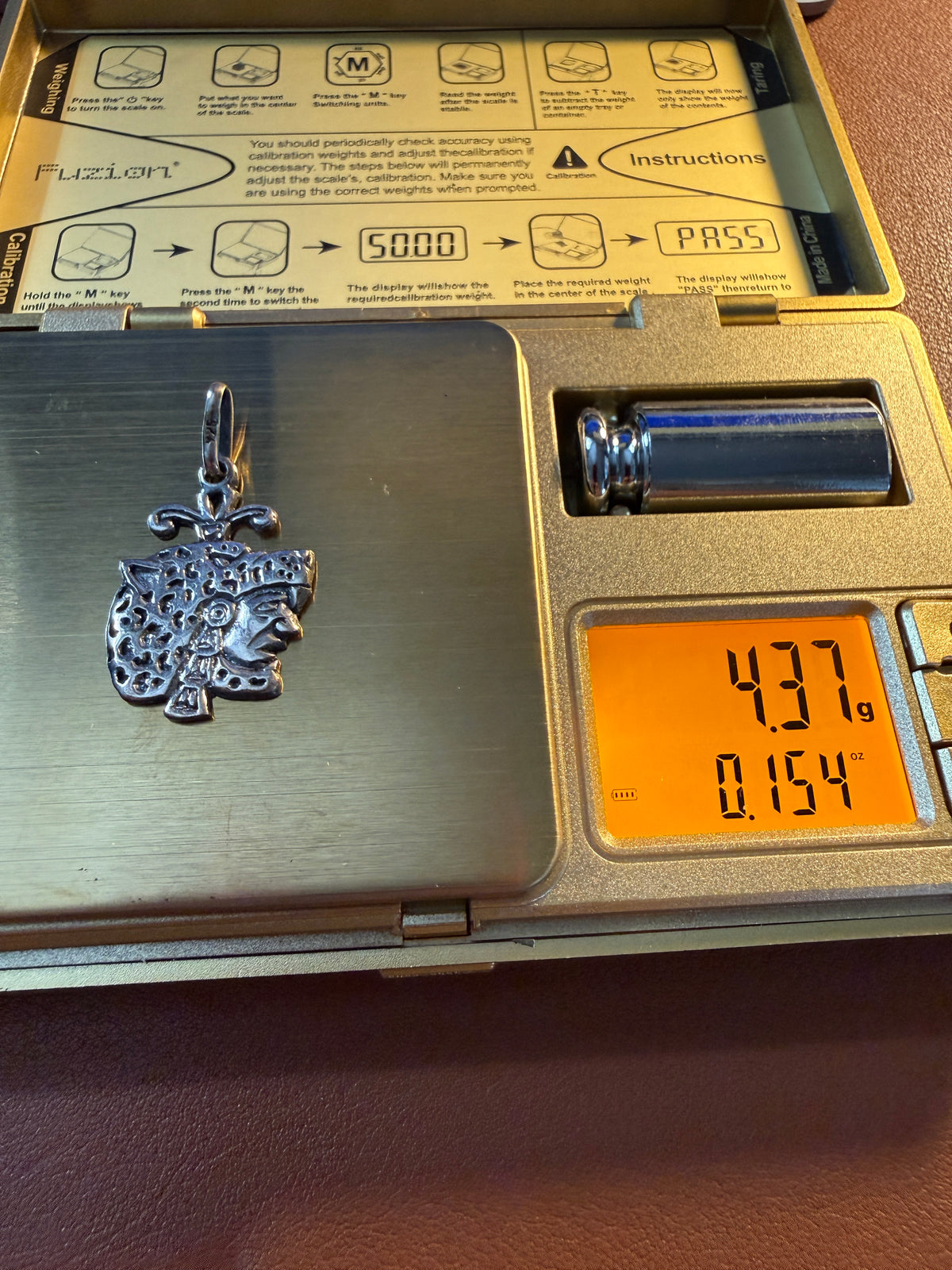 Jaguar Warrior Pendant, Sterling Silver, 925, Aztec Mayan Mexican #Xb16