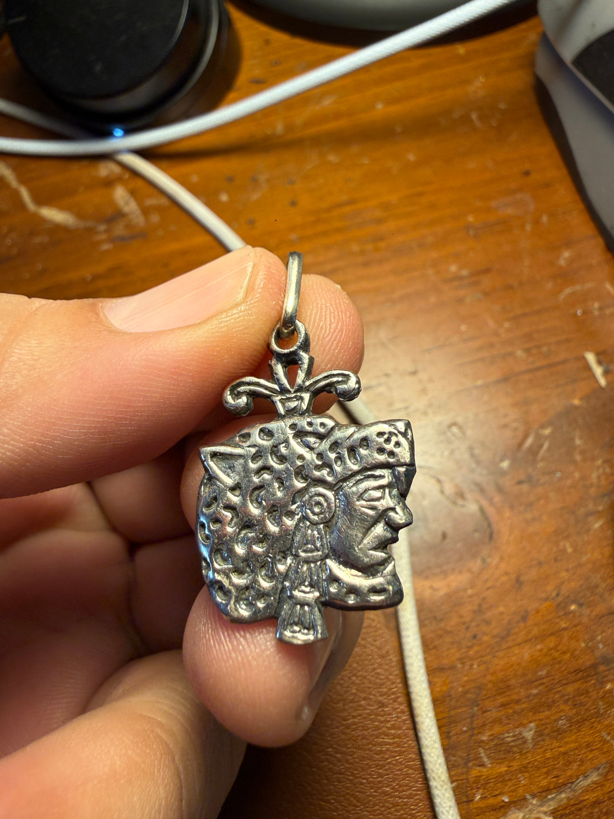 Jaguar Warrior Pendant, Sterling Silver, 925, Aztec Mayan Mexican #Xb16