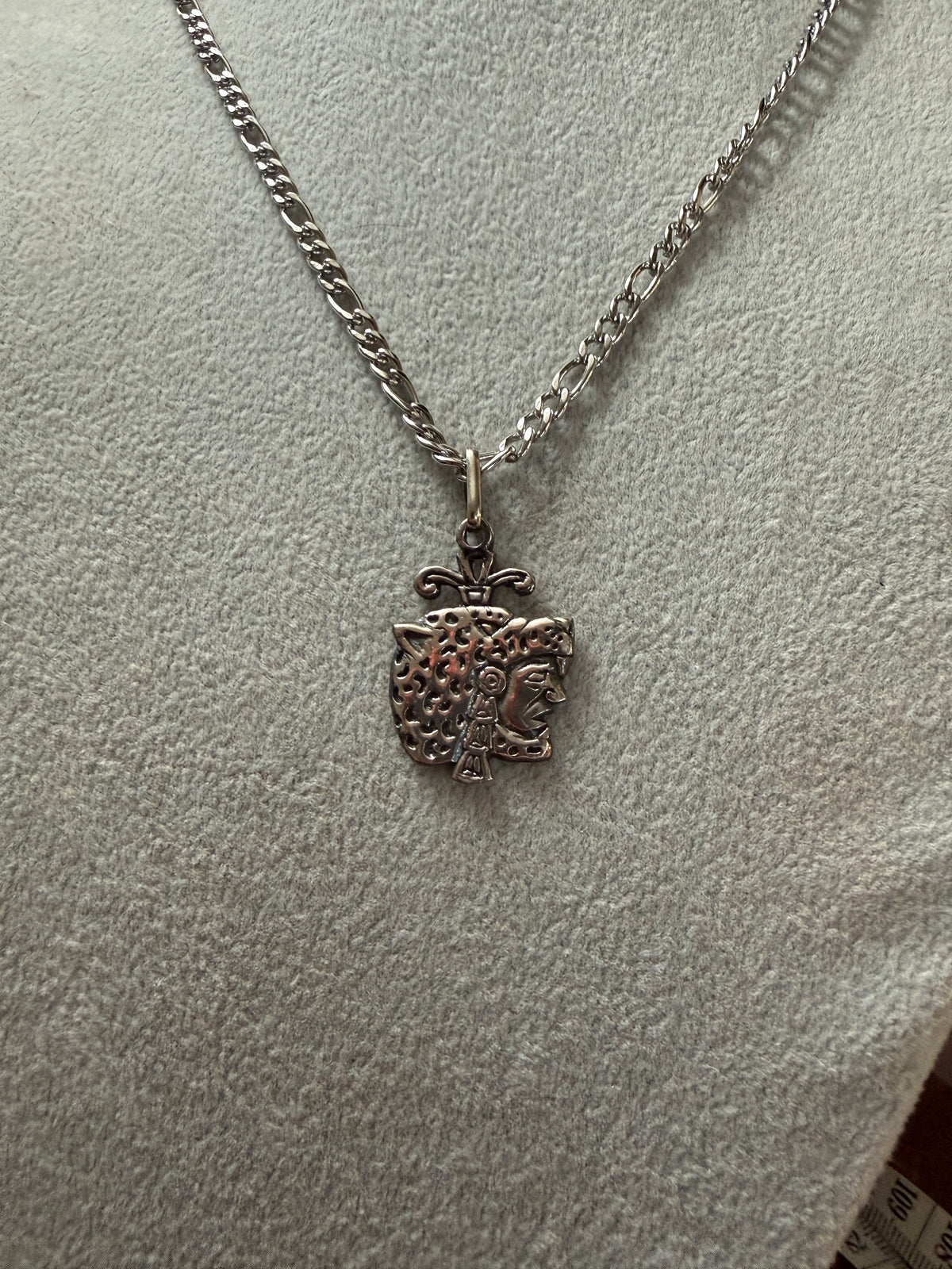 Jaguar Warrior Pendant, Sterling Silver, 925, Aztec Mayan Mexican #Xb16