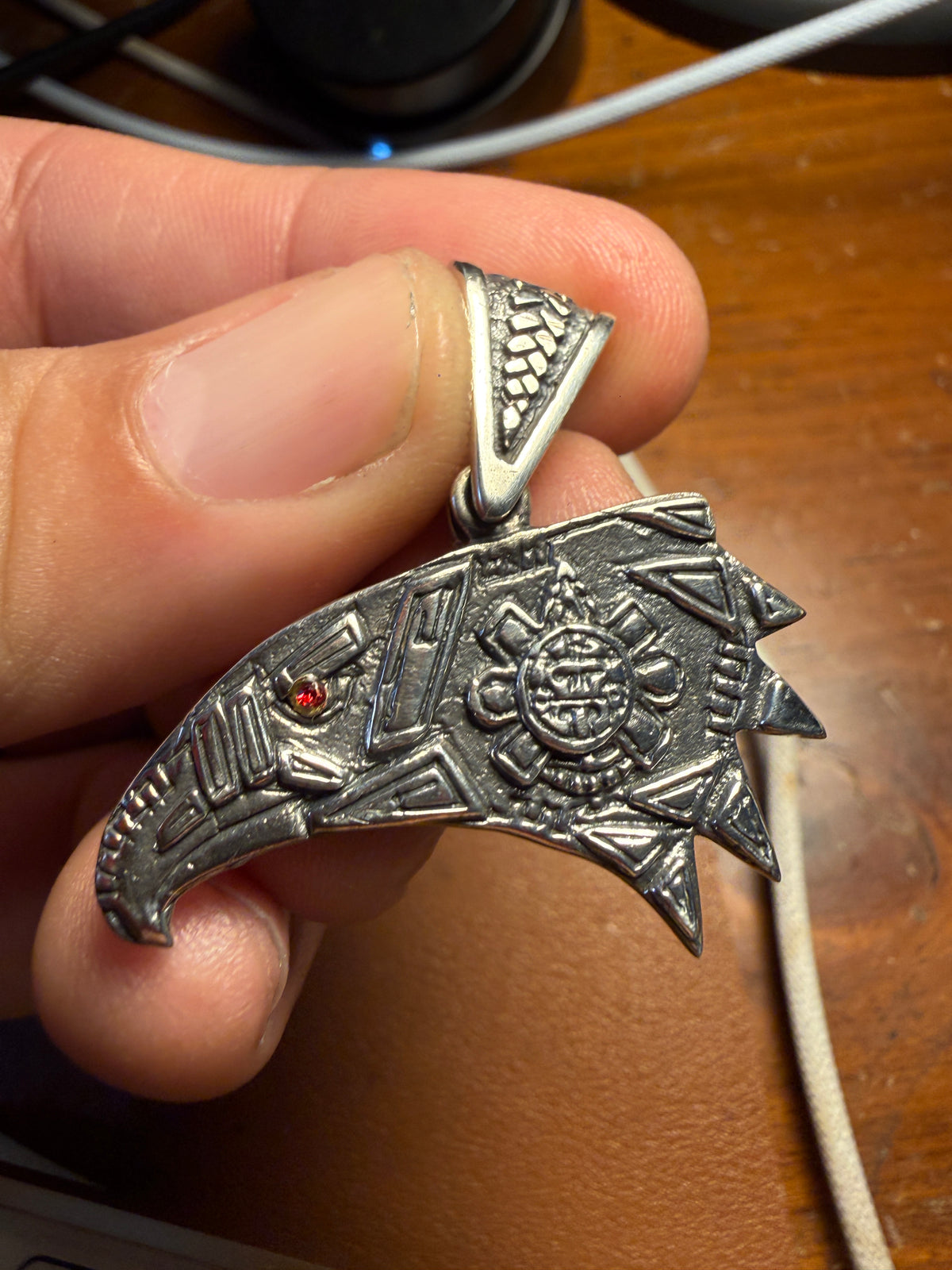 Mexican Cuauhtemoc Eagle Aztec Tonatiuh Sterling Pendant Hecho Mexico (Xb18)