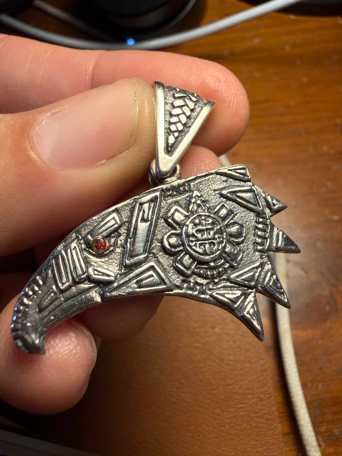 Mexican Cuauhtemoc Eagle Aztec Tonatiuh Sterling Pendant Hecho Mexico (Xb18)