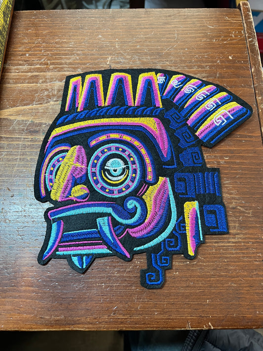 Large Tlaloc Patch, Aztec god of rain, Mexica rain god, 8.5", Aztec iron-on #31