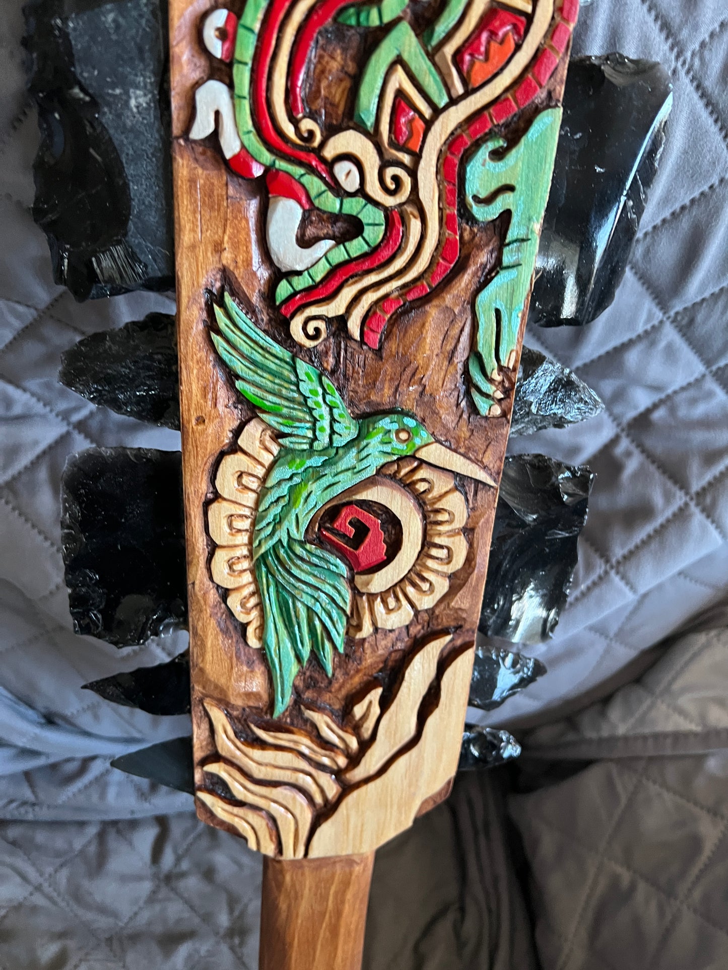 Macuahuitl Aztec Huitzilopochtli, Humming Bird Warrior, Mexican, Ancient Mexico