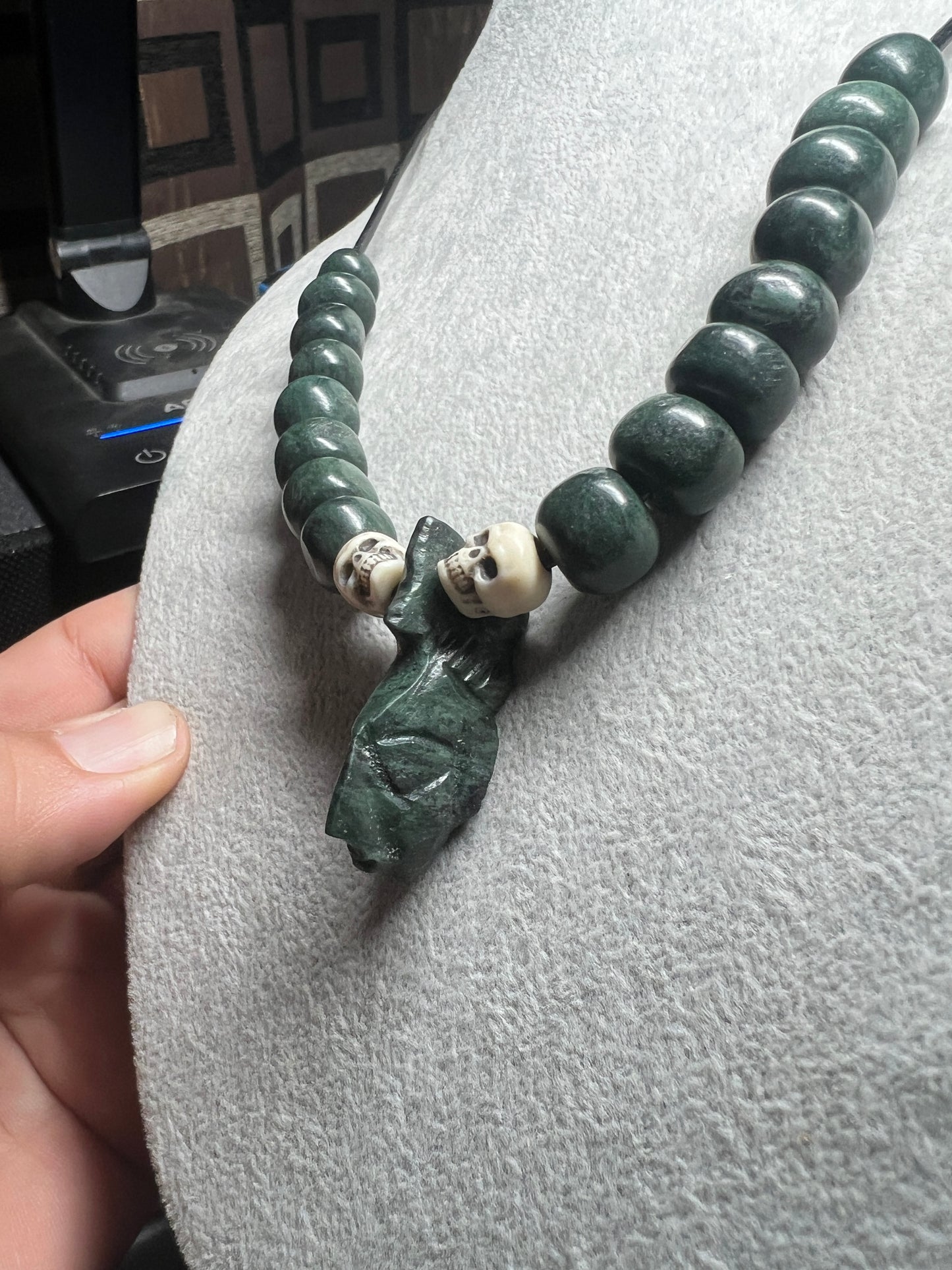 Pakal Marble Mayan Face Pendant, Marble Beads, from Guatemala, and 2 plastic #7