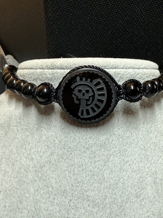 Piedra Muerte, Mictlantecuhtli, Half Stone Death, Obsidian Bracelet, Aztec #39