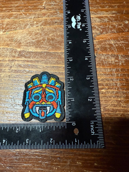 Aztec Tlaloc Patch, 2.25", Rain Deity, Colorful, embroidered patches, Iron On, Ancient Mexico, Mexican, Mexica Tribe (#23)