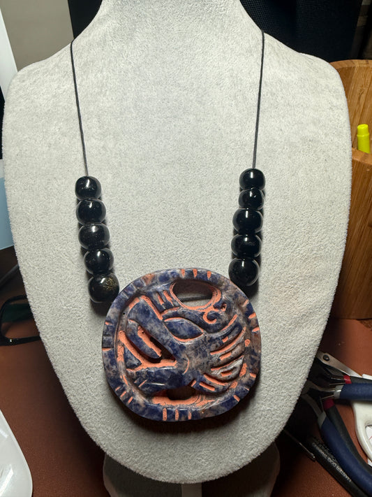 Blue Sodalite Quetzalcoatl Kukulkan Dragon Mexican Mexico Aztec Mexica Tribe #41