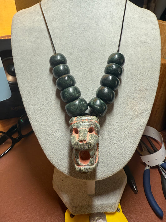 Serpentine Quetzalcoatl Feathered Serpent Necklace, Kukulkan Mayan Plumed Serpent Necklace Maya, Aztec, Mexica, Plumed Serpent, Dragon #41