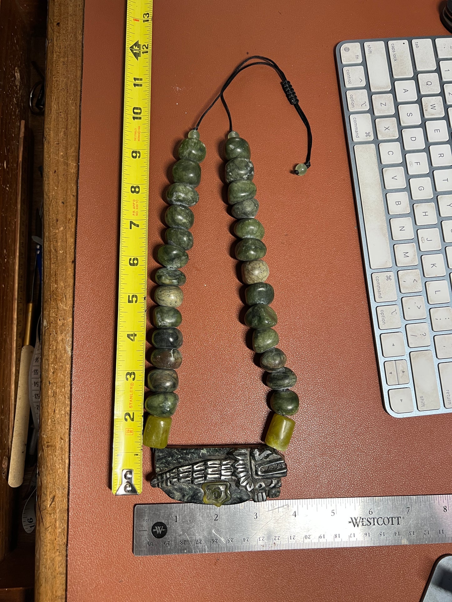 Serpentine Jade Kukulkan Quetzalcoatl Pendant Necklace Aztec Mexican (#38)