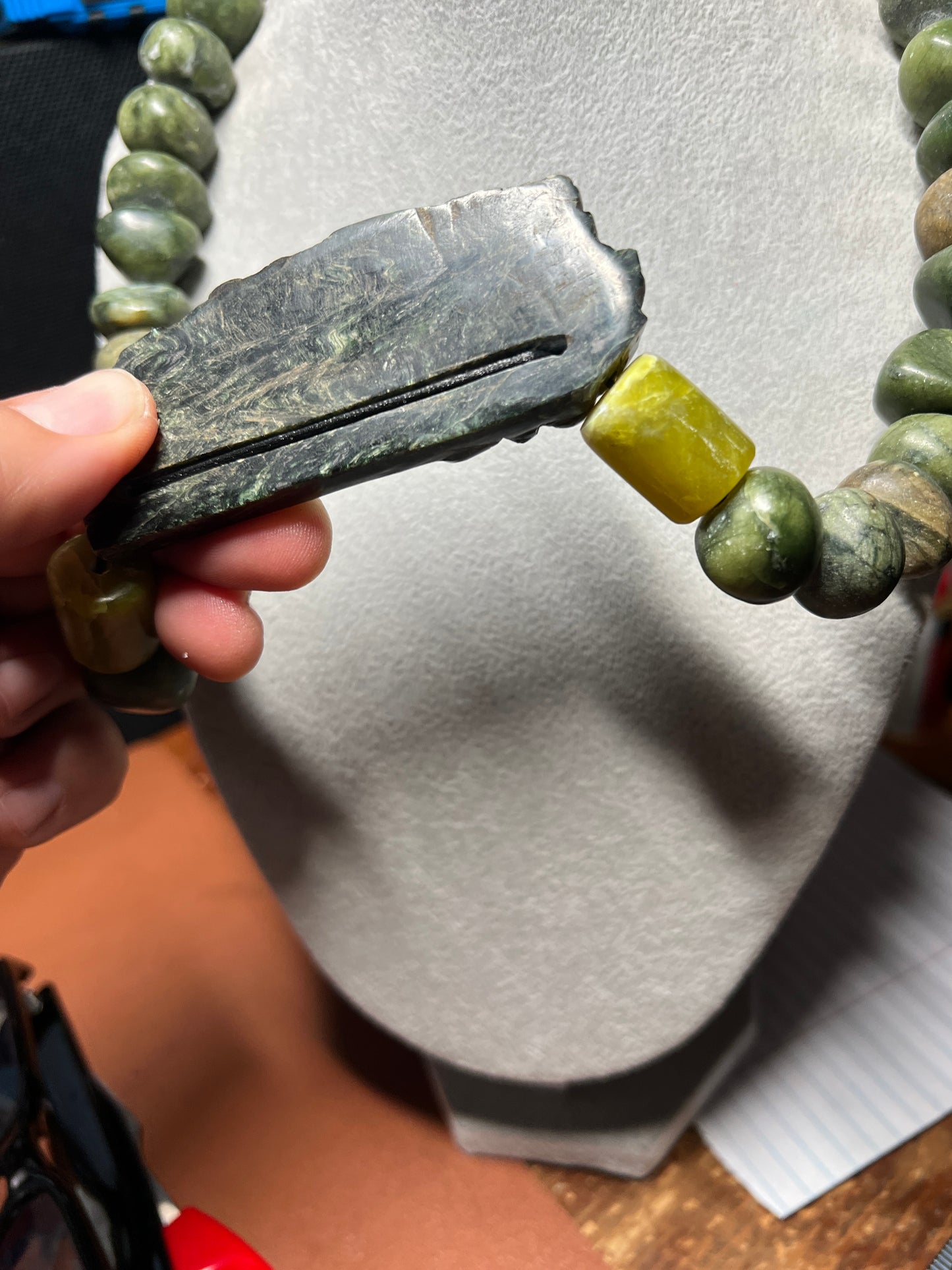 Serpentine Jade Kukulkan Quetzalcoatl Pendant Necklace Aztec Mexican (#38)