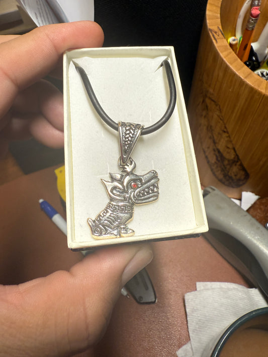Xoloitzcuintle Aztec Mexican Hairless Dog Pendant, Dia De Muertos Dog, Sterling Silver,Mayan, Mexica (#4)
