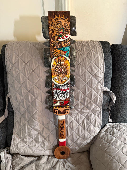 Cuauhtemoc's Descending Eagle Aztec Macuahuitl Warrior Sword War Club, 31.5"