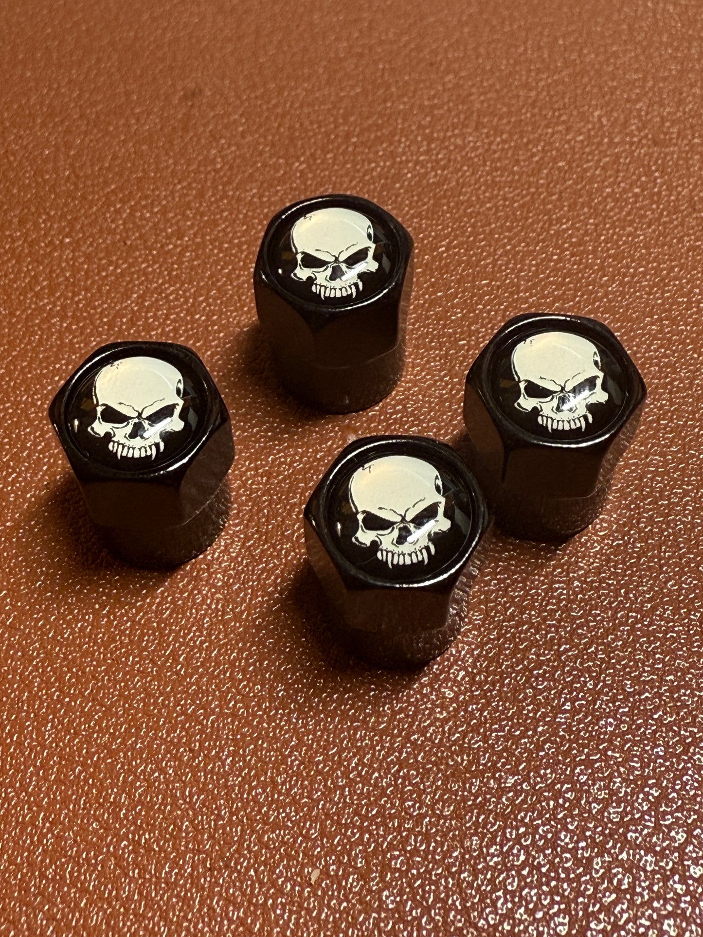 4Pcs/Set Aztec Skull Tire Valve Stem Cap, Universal Fit, Death, Mictlantecuhtli