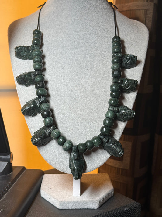 Head Hunter Mayan Necklace, Guatemalteco Marble, Mexico, Indigenous, Tribal #39