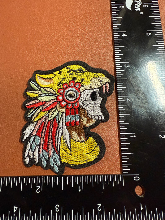 Aztec or Mayan Jaguar Warrior Patch, Small, 3", iron on patches, Mexica, #23