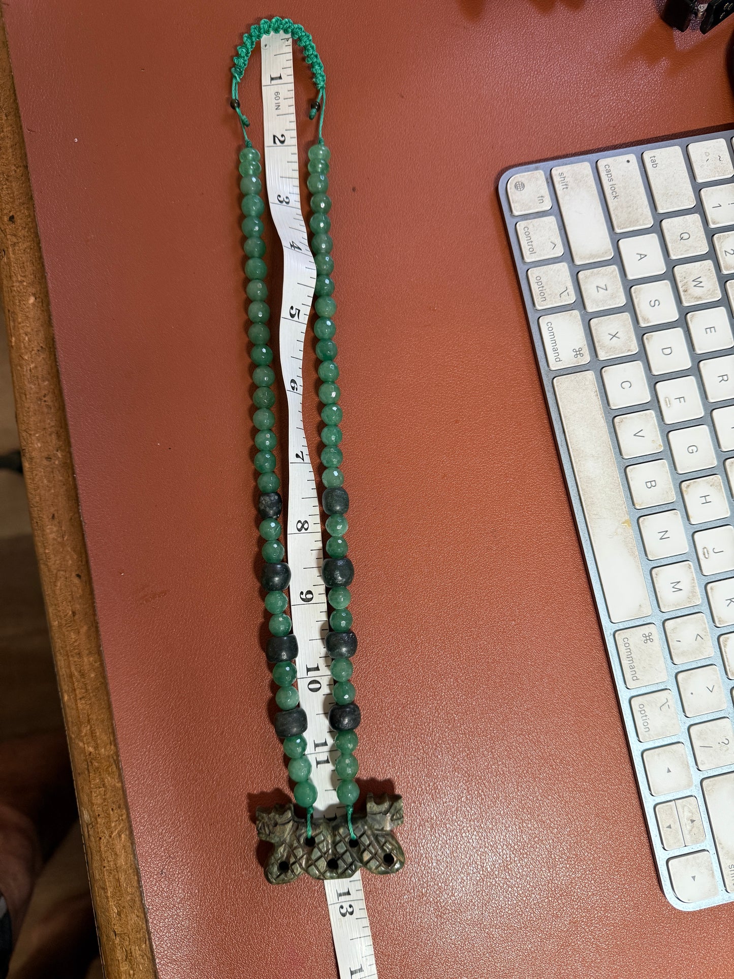 Serpentine Maquitzcoatl Double Headed Serpent Pendant de Chiapas, Guatemala Beads Necklace, Aztec (#37)