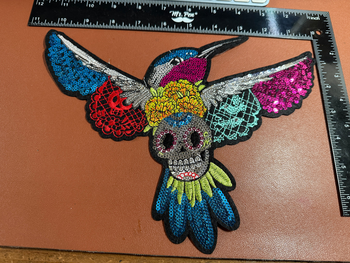 Hummingbird Patch, Huitzilopochtli, (Uitzilopochtli, Xiuhpilli), Aztec god of Sun and war, Mexica, Embroidered, Sequin, iron on Patch, patches (#27)