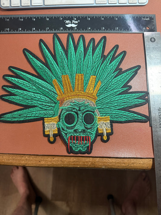 Aztec Mictlantecuhtli, 10", Lord of Underworld, Patch, Embroidery Mexica (#24)