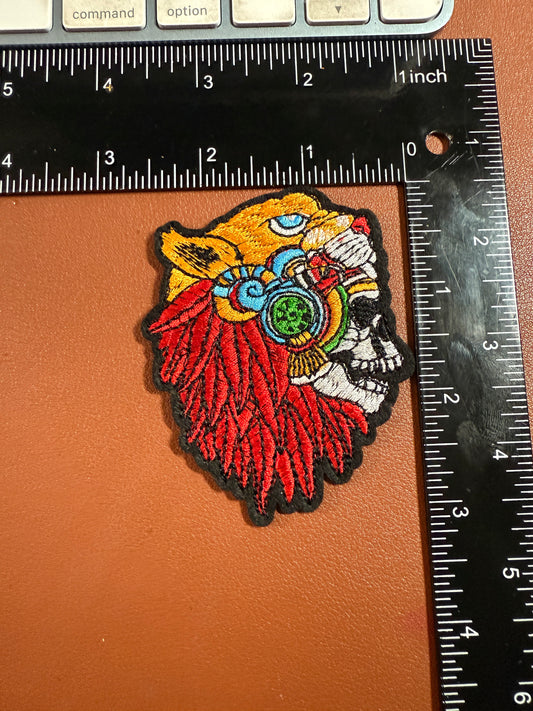 Aztec or Mayan Jaguar Warrior Patch, Small, 3", iron on patches, Mexica, #23
