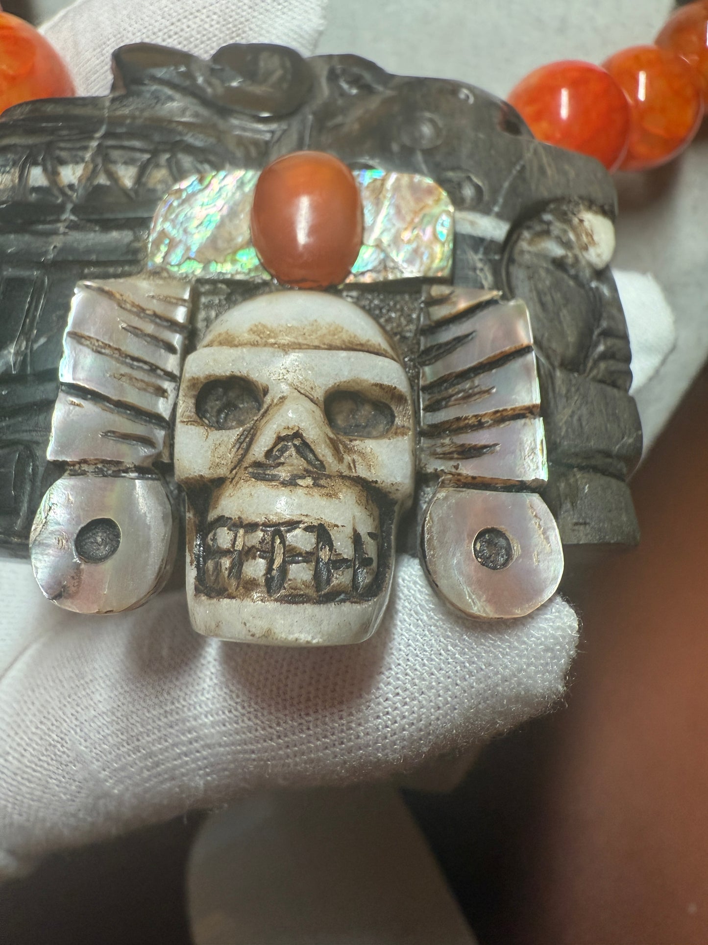 Aztec and Mayan Kukulkan Quetzalcoatl Jaguar Mictlantecuhtli Warrior Pendant Necklace (#H)