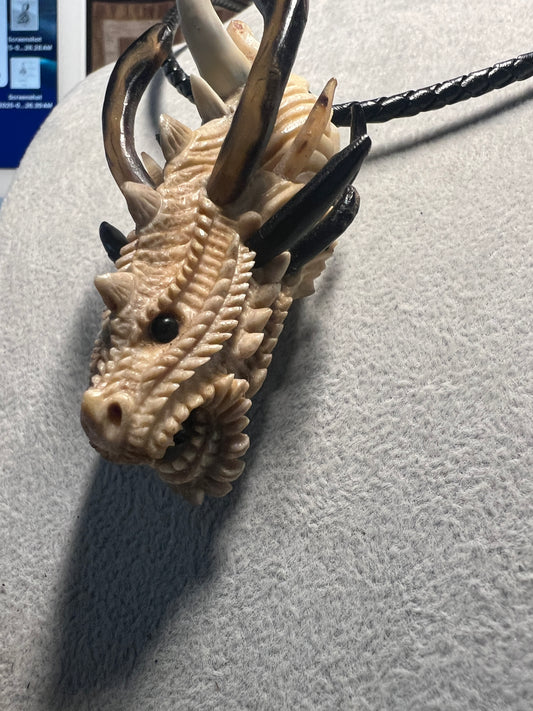 Quetzalcoatl Kukulkan Mexican Dragon, Antler, Teeth, Bull Hand Made Rare Only 1
