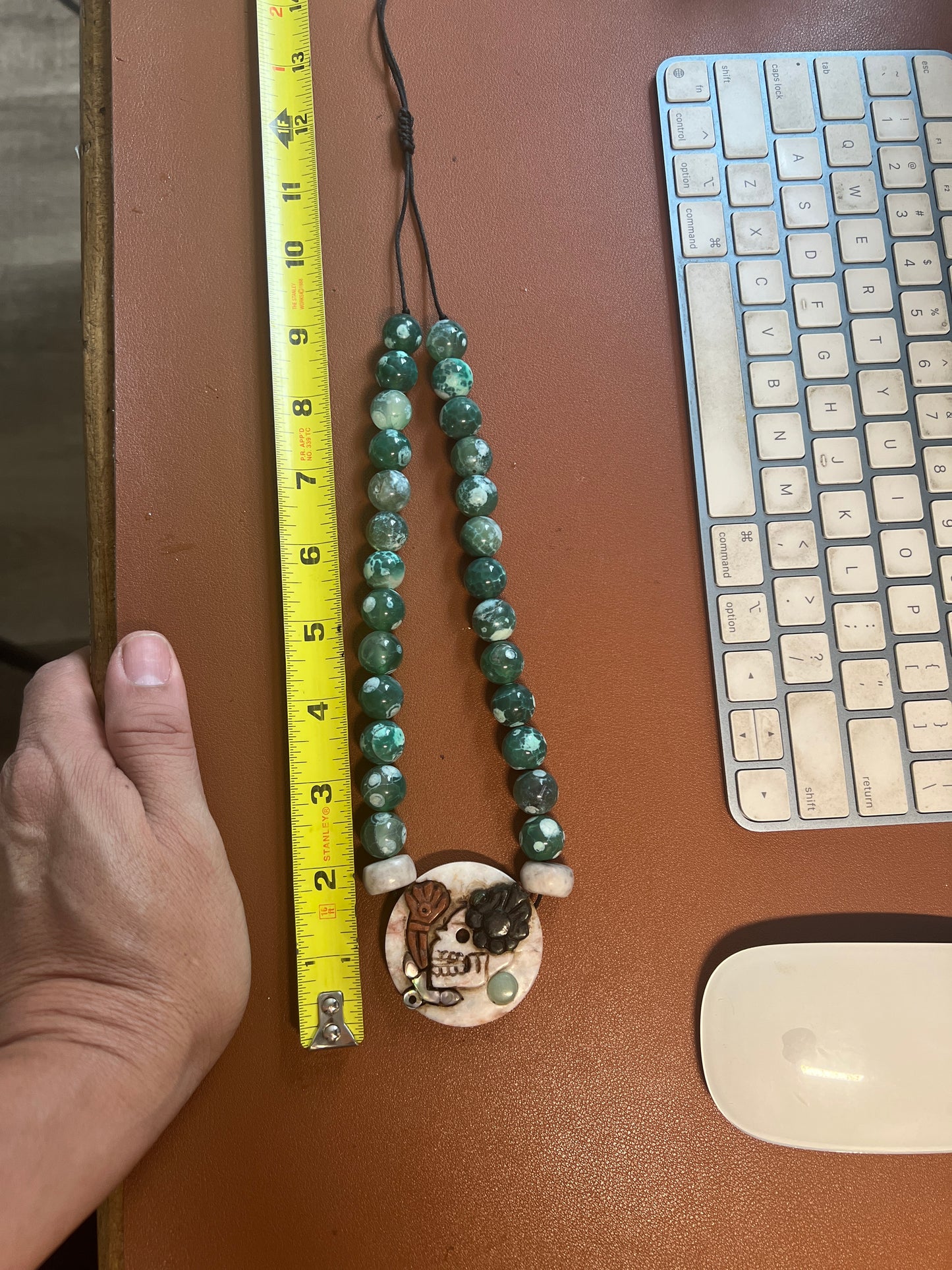 Aztec Miquiztli Pendant Necklace from Mexico all Natural Stones Handmade #38