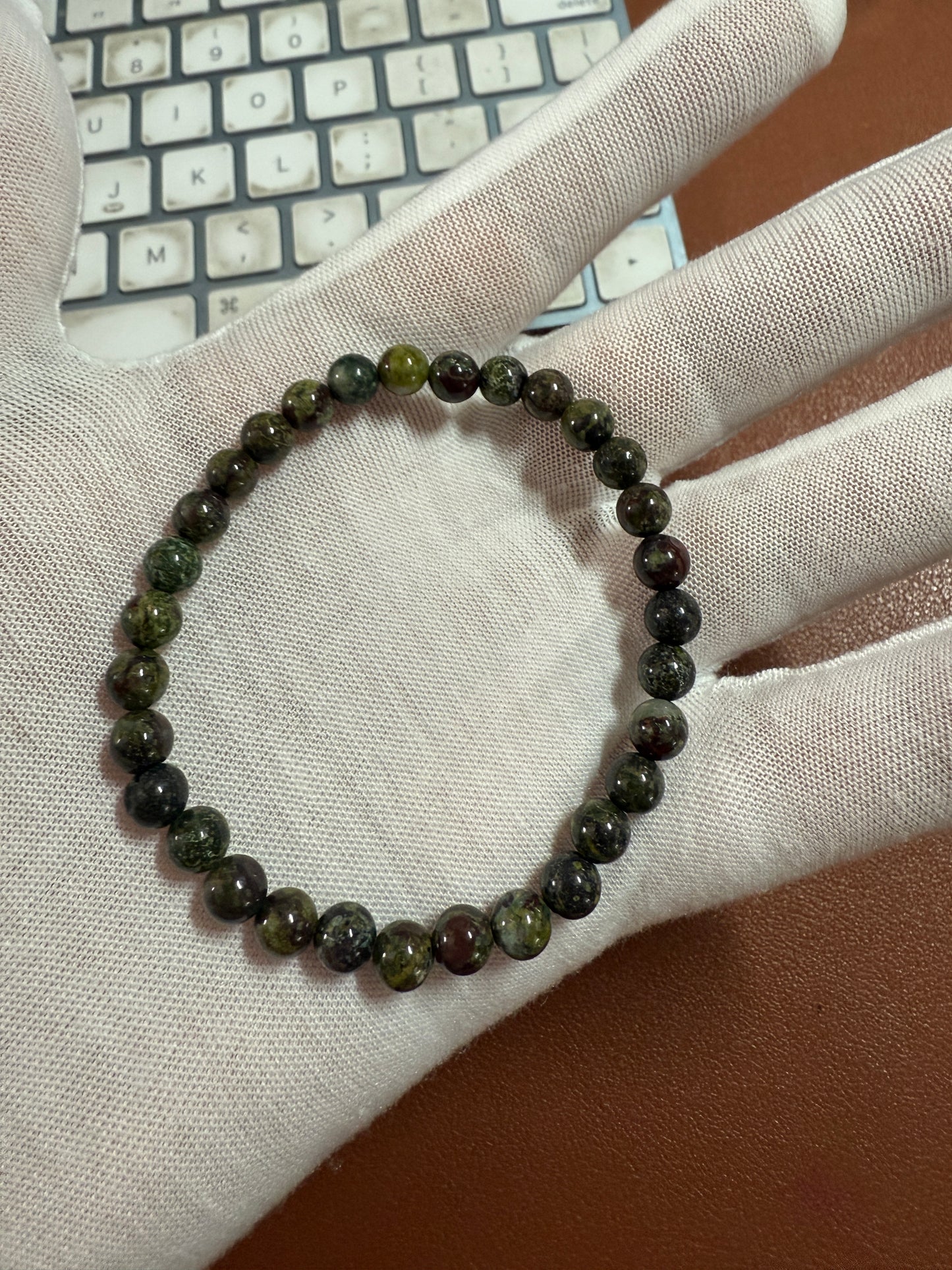 Dragon Blood Stone Beaded Bracelet Women Handmade Natural Stone Mexican Aztec (#1)