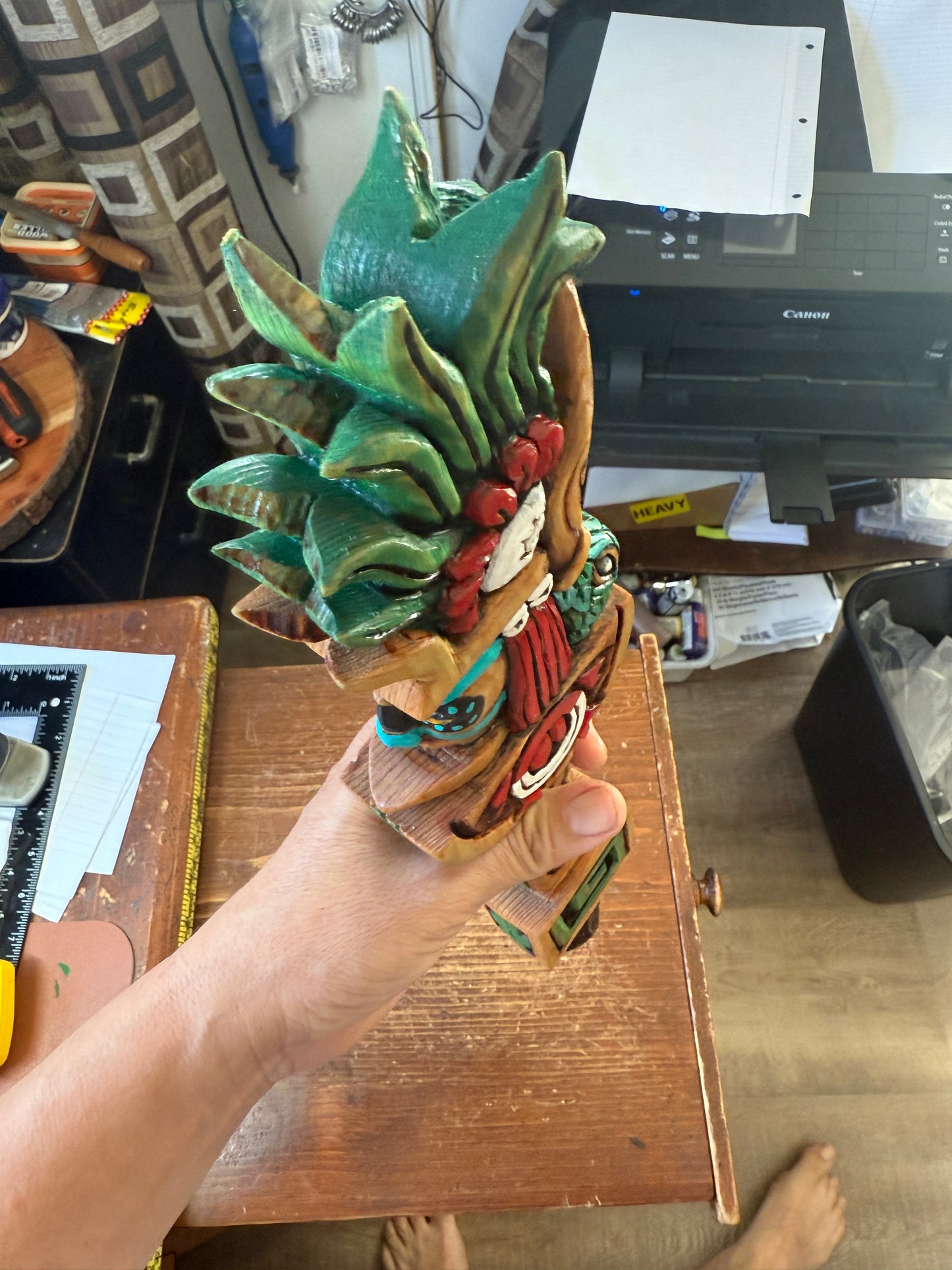 Huitzilopochtli Dagger, Hummingbird, Wood Carved, Painted, Azteca Obsidian Knife, Mexica Sacrificial Knives, Replica Artifacts