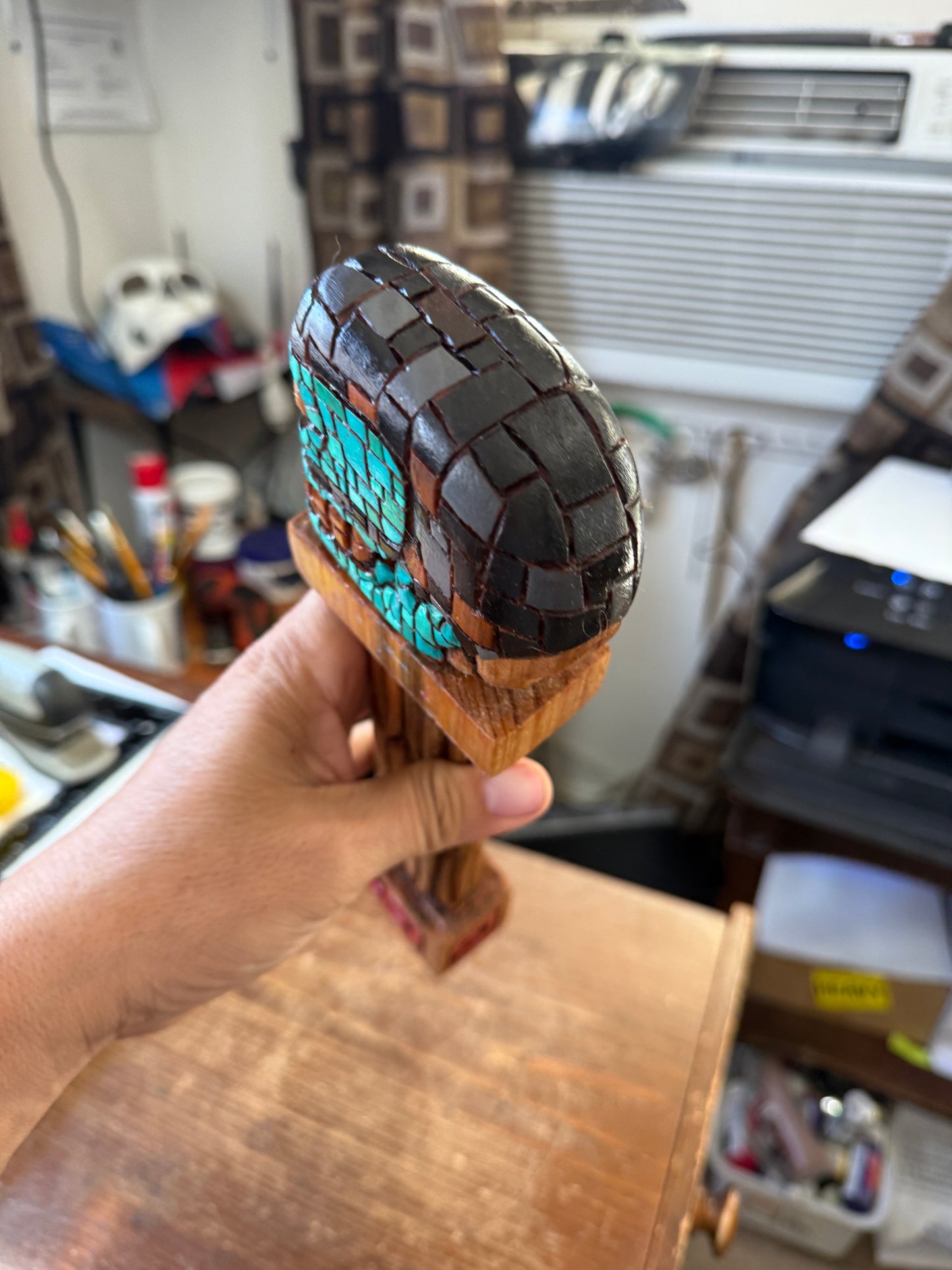 Tezcatlipoca Dagger, Wood Carved, Painted, Azteca Obsidian Knife, Mexica Sacrificial Knives, Replica Artifacts
