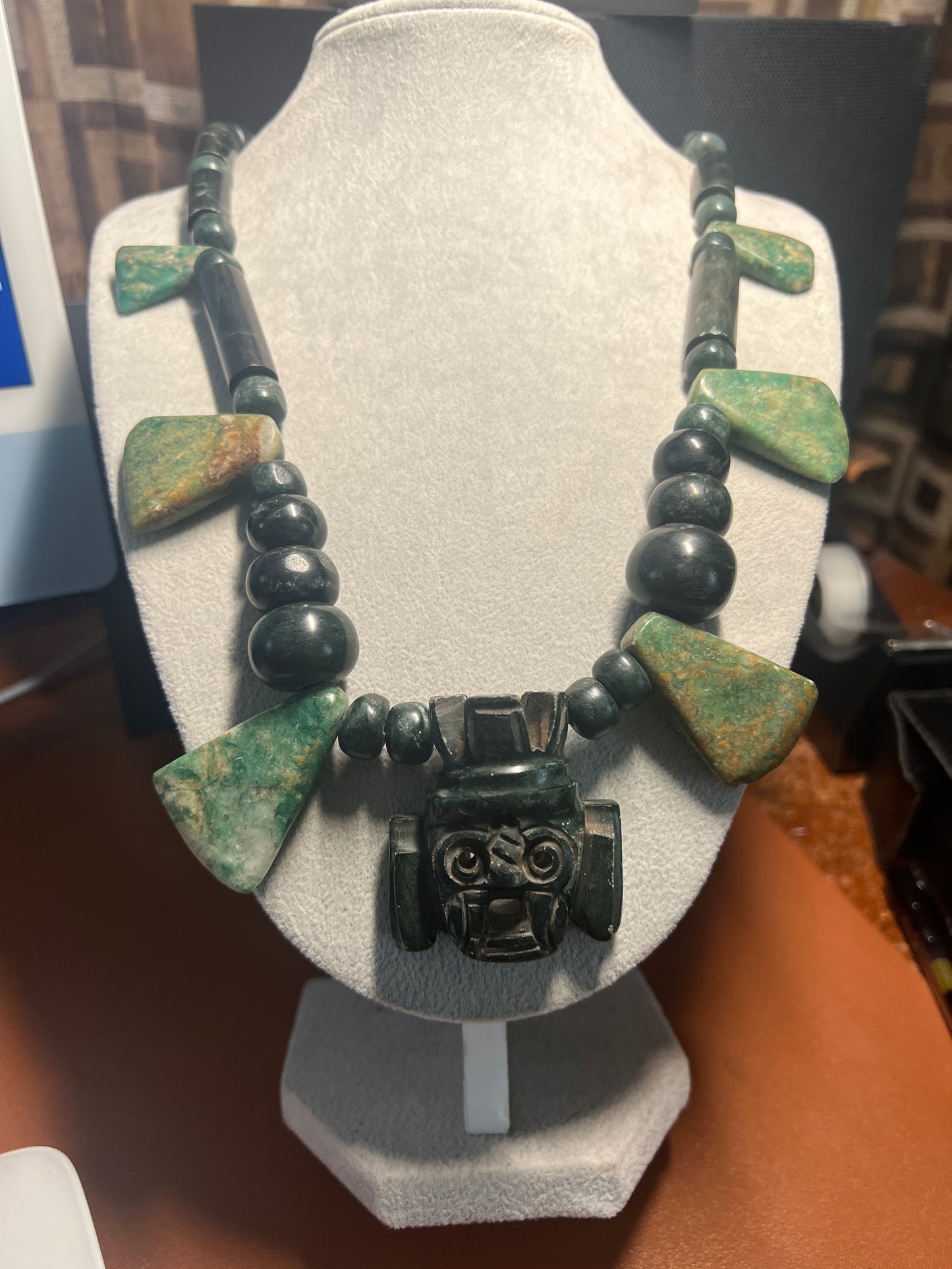 Tlaloc Aztec Rain God Necklace Pendant Guatemalan Jade, Mexica, Indigenous, Azteca, Mexican (#13)