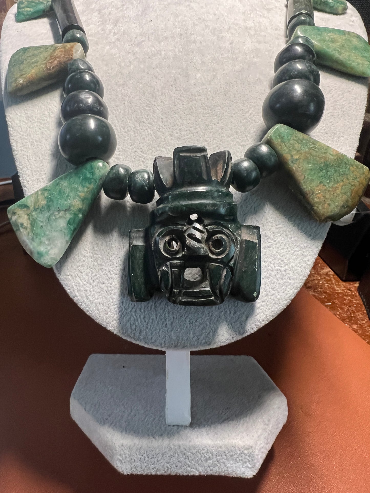 Tlaloc Aztec Rain God Necklace Pendant Guatemalan Jade, Mexica, Indigenous, Azteca, Mexican (#13)